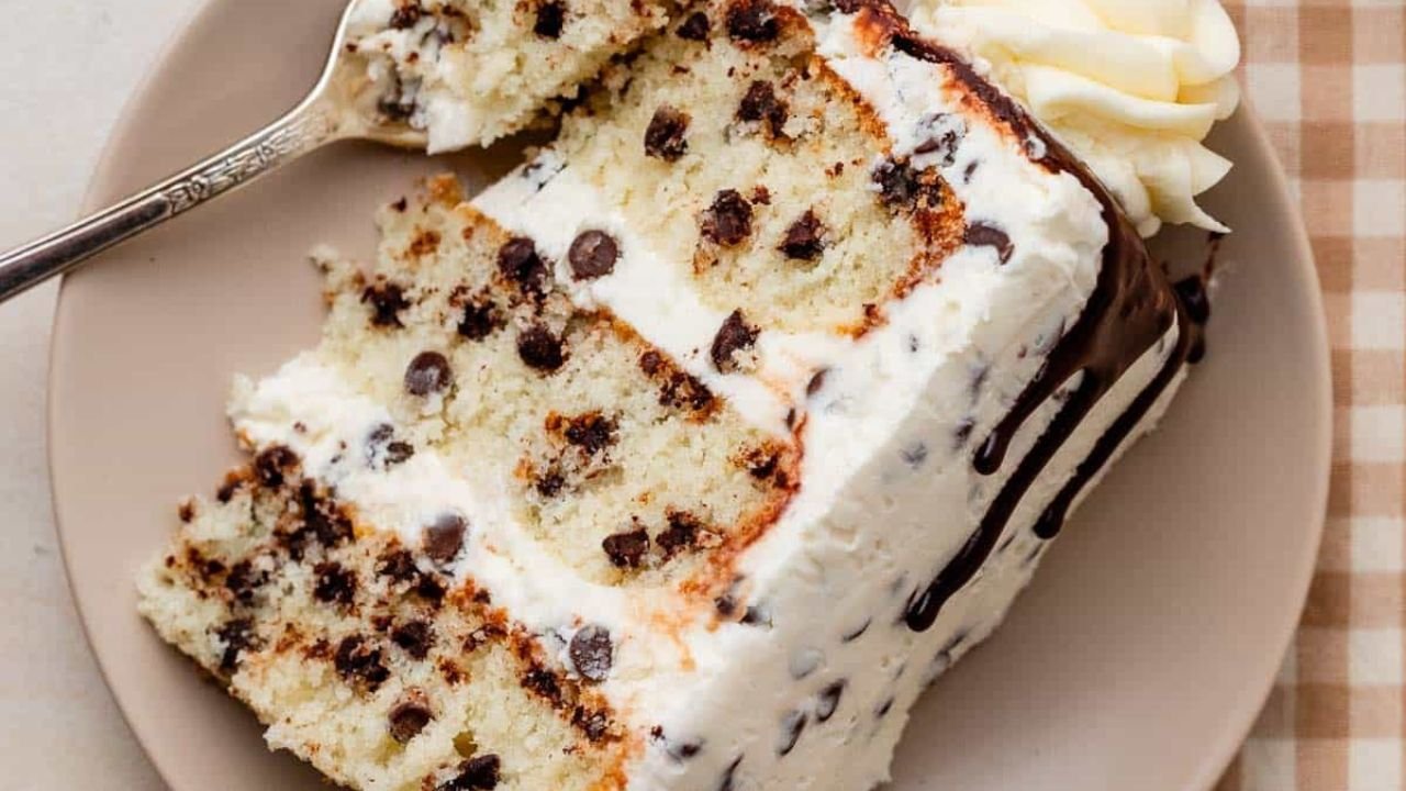 Chocolate Chip Cake with Ganache Drip